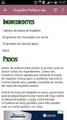 Recetas de Hojaldre Dulce android App screenshot 1